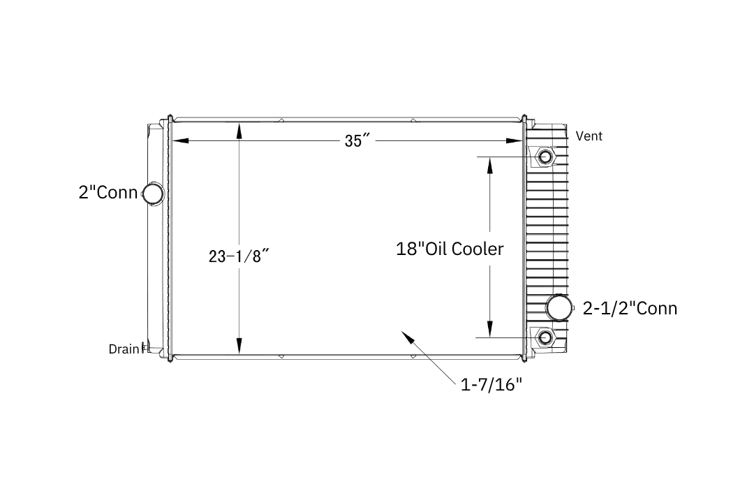 Ford / Sterling Radiator – 1996-2002 (18” Oil Cooler) Various
