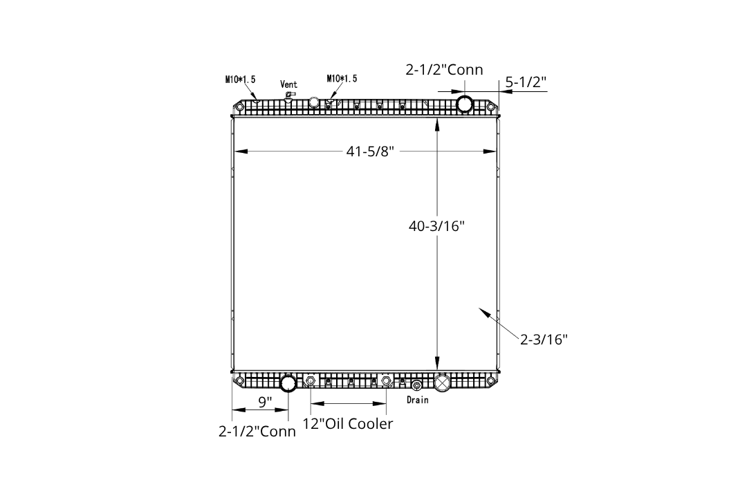 13723 Radiator Drawing Freightliner Radiator – 2008-2013 Coronado Series - West End Rad